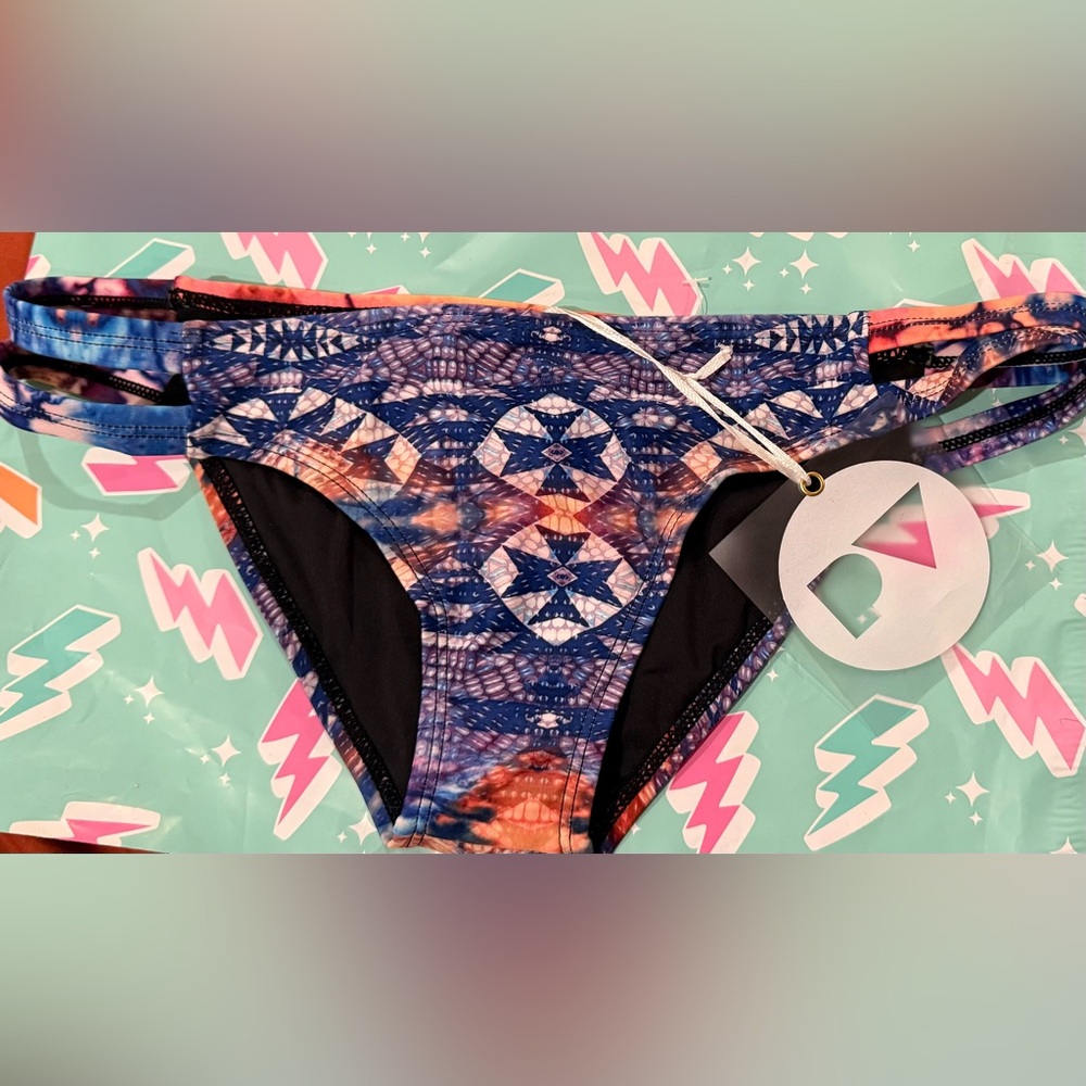 Perfect Vacation Blue and Orange Women's Swim Bottom Size XS NEW